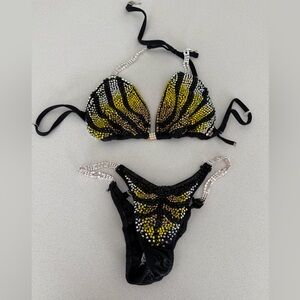 NPC/IFBB Custom Figure Yellow and Black Competition Suit